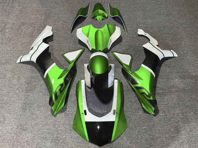 Carenados Moto Yamaha YZF 1000 R1 2015-2019 - Blanco Verde Falso FibraCarbono Fábrica