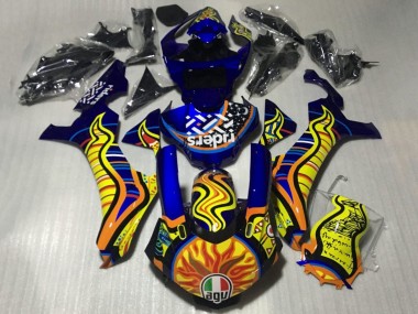 Carenados Moto Yamaha YZF 1000 R1 2015-2019 - Azul Amarillo Naranja Tribal Sun Fábrica