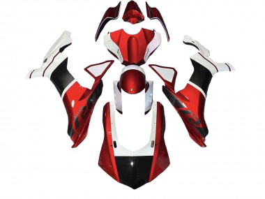 Carenados Moto Yamaha YZF 1000 R1 2020-2025 - Blanco Rojo Falso FibraCarbono Fábrica