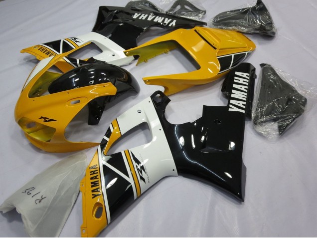 Carenados Moto Yamaha YZF 1000 R1 1998-1999 - Amarillo Blanco Negro Brillante Fábrica