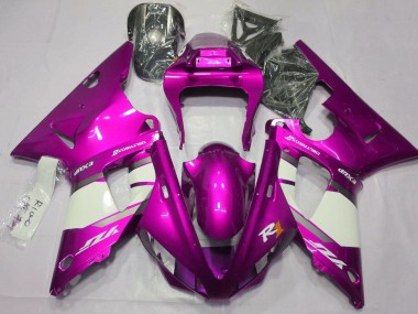 Carenados Moto Yamaha YZF 1000 R1 2000-2001 - Raspberry Blanco Plata Fábrica