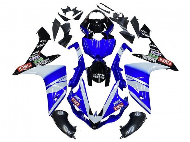 Carenados Moto Yamaha YZF 1000 R1 2007-2008 - Azul Blanco Negro Volvo Fimer Yamalube Fábrica