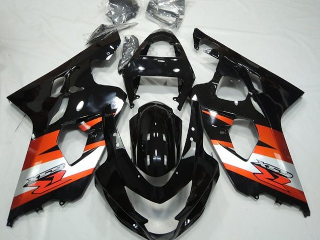 Carenados Moto Suzuki GSXR 600 / GSXR 750 2004-2005 - Negro Brillante Naranja Blanco Calcomanía Fábrica