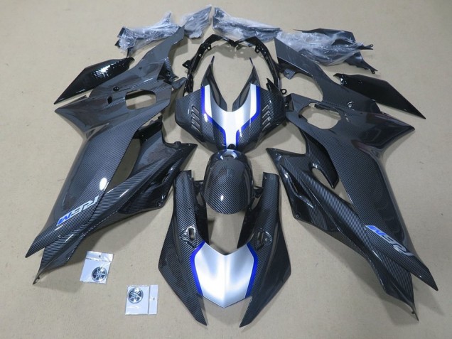 Carenados Moto Yamaha YZF R6 2017-2023 - Plata Azul Negro Falso FibraCarbono Fábrica