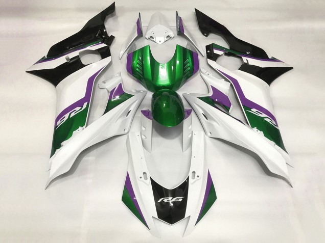 Carenados Moto Yamaha YZF R6 2017-2023 - Blanco Verde Púrpura Negro Fábrica
