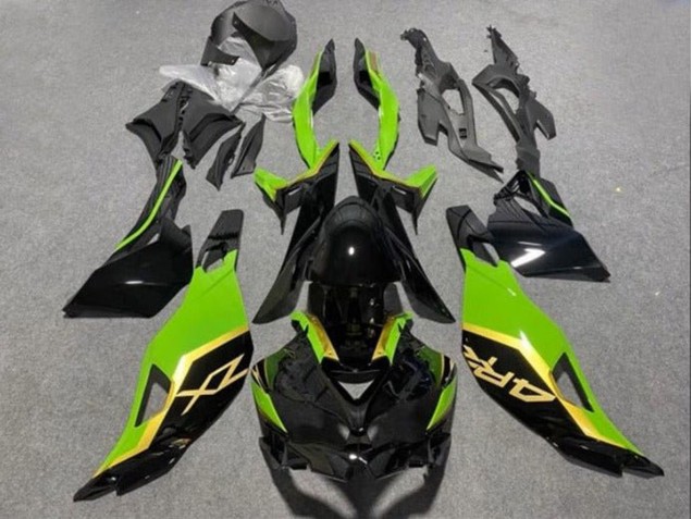 Carenados Moto Kawasaki ZX4R ZX-4RR 2019-2025 - Negro Brillante Verde Oro Fábrica