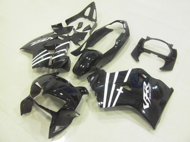 Carenados Moto Honda VFR 800 1998-2001 - Negro Brillante Blanco Raya Fábrica