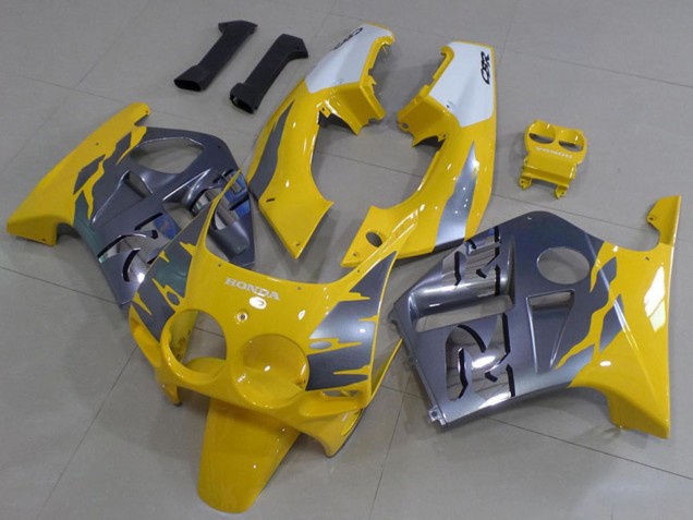 Carenados Moto Honda CBR250RR MC19 1988-1989 - Blanco Amarillo Plata Fábrica