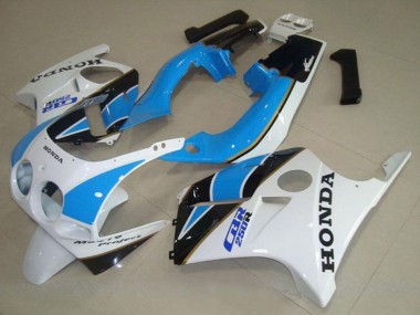 Carenado Moto Honda CBR250RR MC19 1988-1989 - Blanco Azul Claro Negro Brillante Fábrica