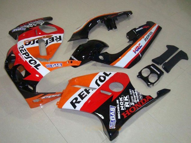 Carenados Moto Honda CBR250RR MC19 1988-1989 - Naranja Blanco Rojo Negro Brillante Repsol Fábrica
