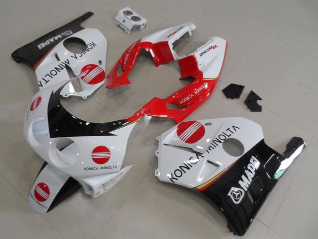 Carenados Moto Honda CBR250RR MC22 1990-1998 - Blanco Rojo Negro Brillante Konica Minolta Fábrica
