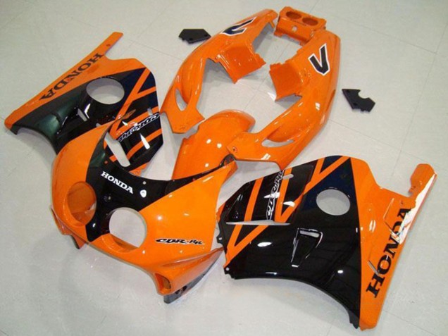 Carenados Moto Honda CBR250RR MC22 1990-1998 - Naranja Negro Brillante Fábrica