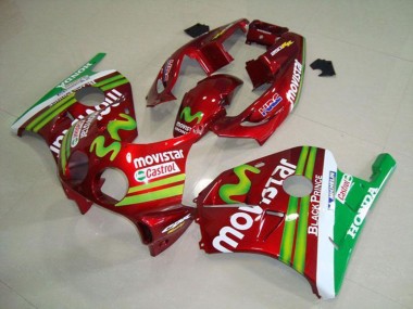 Carenados Moto Honda CBR250RR MC22 1990-1998 - Rojo Blanco Verde MoviStar Fábrica