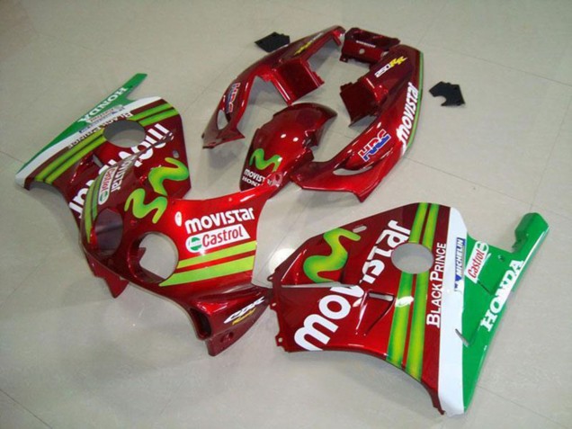 Carenados Moto Honda CBR250RR MC22 1990-1998 - Rojo Blanco Verde MoviStar Fábrica