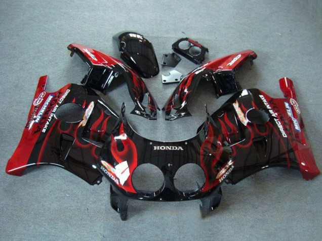 Carenados Moto Honda CBR250RR MC22 1990-1998 - Negro Brillante Rojo Llama Fábrica