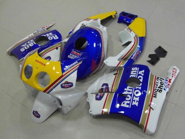 Carenados Moto Honda CBR250RR MC22 1990-1998 - Blanco Azul Amarillo Rothmans Fábrica