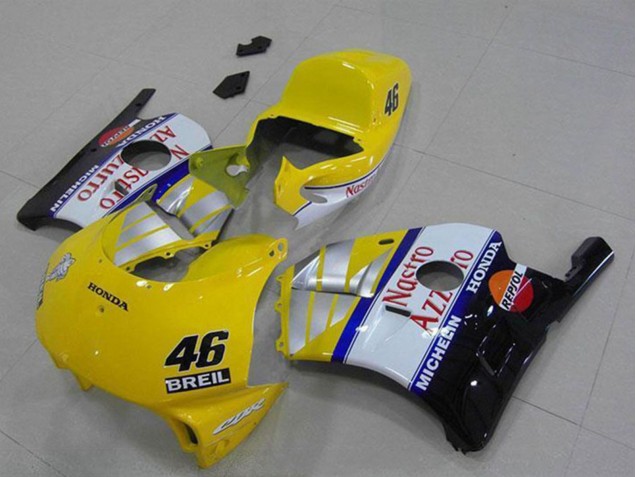 Carenados Moto Honda CBR250RR MC22 1990-1998 - Amarillo Plata Blanco Rojo Nastro Azzurro Breil 46 Fábrica