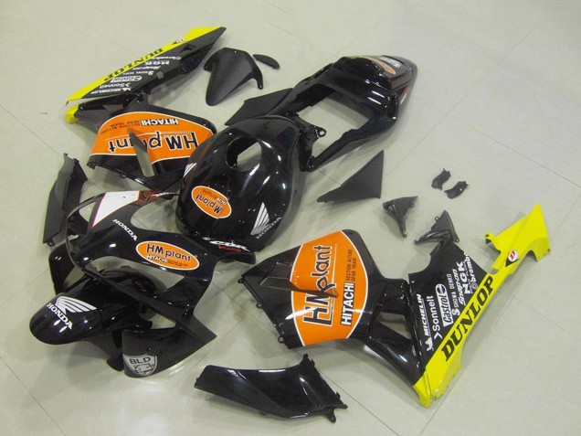 Carenados Moto Honda CBR600RR 2003-2004 - Negro Brillante Naranja Amarillo Hm Plant Dunlop Fábrica