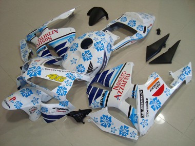 Carenados Moto Honda CBR600RR 2003-2004 - Blanco Azul Rojo Nastro Azzurro Fábrica