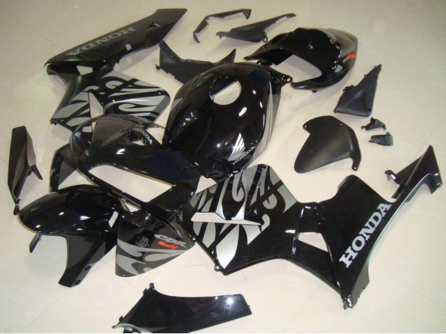 Carenados Moto Honda CBR600RR 2005-2006 - Negro Brillante Plata Llama Fábrica