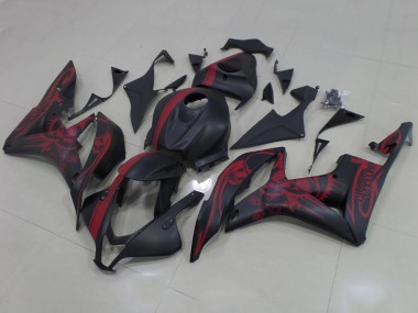 Carenados Moto Honda CBR600RR 2007-2008 - Negro Mate Rojo Cráneo Raya Fábrica