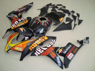 Carenados Moto Honda CBR600RR 2007-2008 - Negro Mate Naranja Amarillo Rossi 46 Fábrica