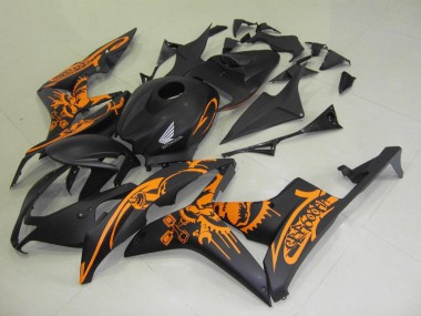 Carenados Moto Honda CBR600RR 2007-2008 - Negro Mate Naranja Cráneo Fábrica