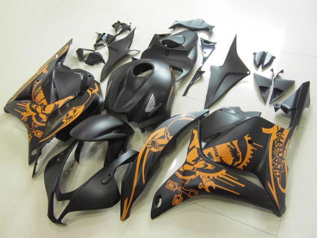 Carenados Moto Honda CBR600RR 2009-2012 - Negro Mate Naranja Cráneo Fábrica