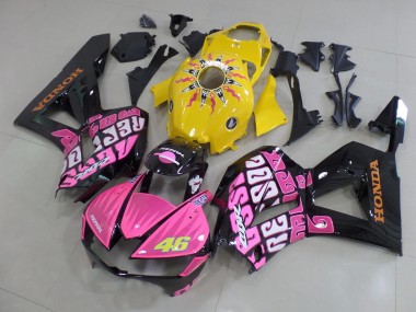 Carenados Moto Honda CBR600RR 2013-2026 - Amarillo Rosa Negro Brillante Rossi 46 Fábrica