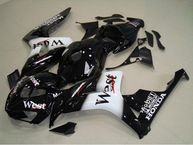 Carenados Moto Honda CBR1000RR 2006-2007 - Negro Brillante Blanco West Fábrica