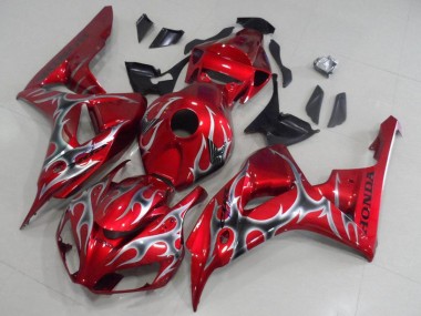 Carenados Moto Honda CBR1000RR 2006-2007 - Rojo Negro Plata Llama Fábrica