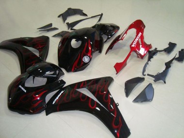 Carenados Moto Honda CBR1000RR 2008-2011 - Negro Brillante Rojo Llama Carrera Fábrica