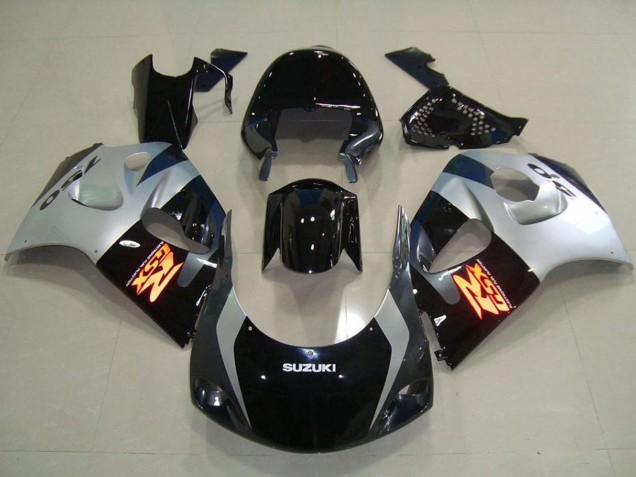 Carenados Moto ABS Suzuki GSXR 750 1996-2000 - Negro Brillante Plata Fábrica