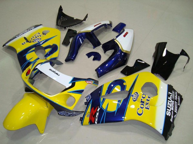 Carenados Moto Suzuki GSXR 600 1996-2000 - Blanco Amarillo Azul Corona Fábrica