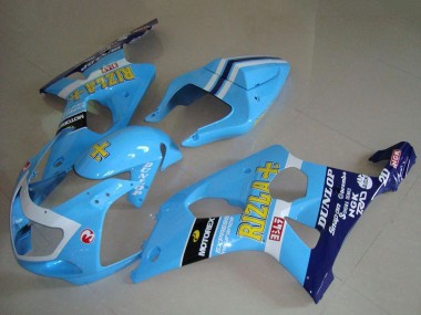 Carenados Moto Suzuki GSXR 1000 2000-2002 - Azul Claro Amarillo Negro Blanco Amarillo Rizla Fábrica