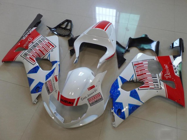 Carenados Moto Suzuki GSXR 1000 2000-2002 - Blanco Rojo Azul Estrella Fábrica