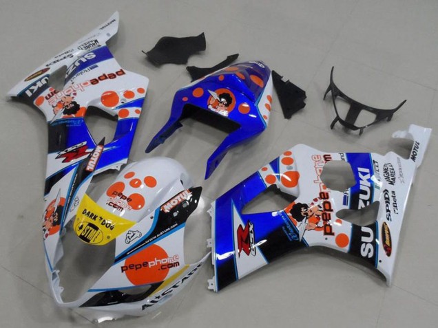 Carenados Moto Suzuki GSXR 1000 2003-2004 - Blanco Azul Rojo Amarillo Pepe Phone Fábrica