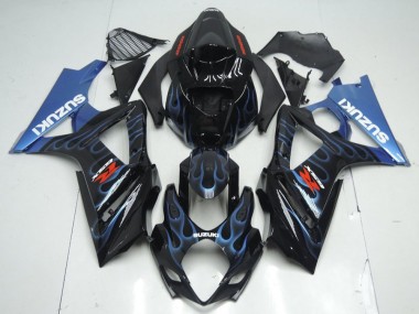 Kits Carenado Moto Suzuki GSXR 1000 2007-2008 - Negro Brillante Azul Llama Fábrica