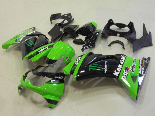 Carenados Moto Kawasaki ZX250R 2008-2012 - Verde Negro Brillante Elf Monstruo Bridgestone Fábrica