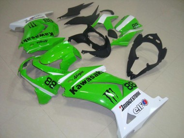 Carenados Moto Kawasaki ZX250R 2008-2012 - Blanco Verde Negro Monstruo 88 Fábrica