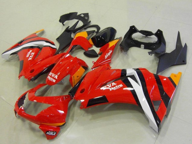 Carenados Moto Kawasaki ZX250R 2008-2012 - Rojo Naranja Blanco Negro EVA Racing Fábrica