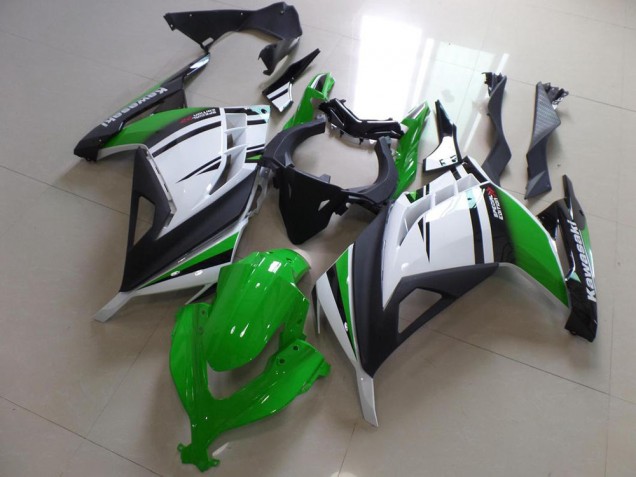 Carenados Moto Kawasaki ZX300R 2013-2018 - Blanco Verde Negro Mate Fábrica