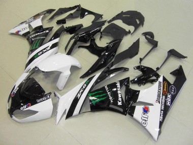 Carenados Moto Kawasaki ZX6R 2009-2012 - Blanco Negro Brillante Verde Elf Touch4 Monstruo Bridgestone Fábrica