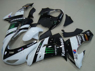Carenados Moto Kawasaki ZX10R 2006-2007 - Blanco Negro Brillante Verde Elf Monstruo Fábrica