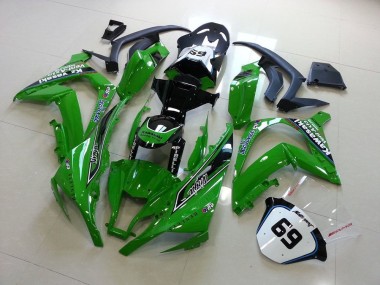Carenados Moto Kawasaki ZX10R 2011-2015 - Verde Negro Brillante Elf Henleys Vent-Axia 69 Fábrica