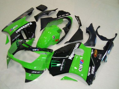 Carenados Moto Kawasaki ZX12R 2000-2001 - Verde Negro Brillante Elf Touch4 Monstruo Fábrica