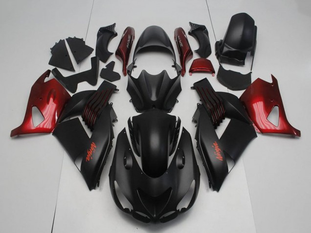 Carenados Moto Kawasaki ZX14R ZZR1400 2006-2011 - Negro Mate Rojo Ninja Fábrica