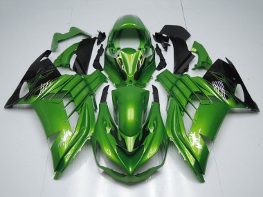 Carenados Moto Kawasaki ZX14R ZZR1400 2012-2024 - Verde Negro Brillante Llama Blanco Ninja Fábrica