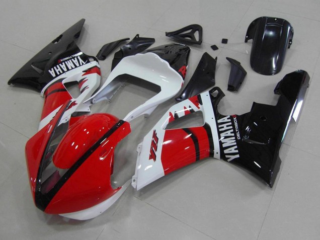 Carenados Moto Yamaha YZF R1 2000-2001 - Rojo Blanco Negro Brillante Carrera Versión Fábrica
