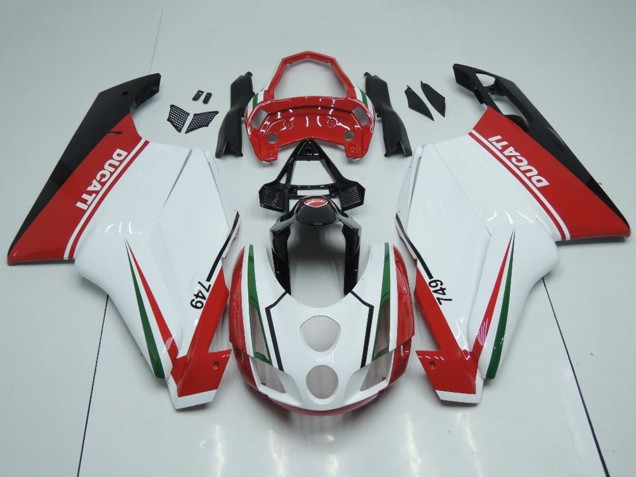 Carenados Moto Ducati 749 2003-2004 - Blanco Rojo Verde Negro Brillante Fábrica
